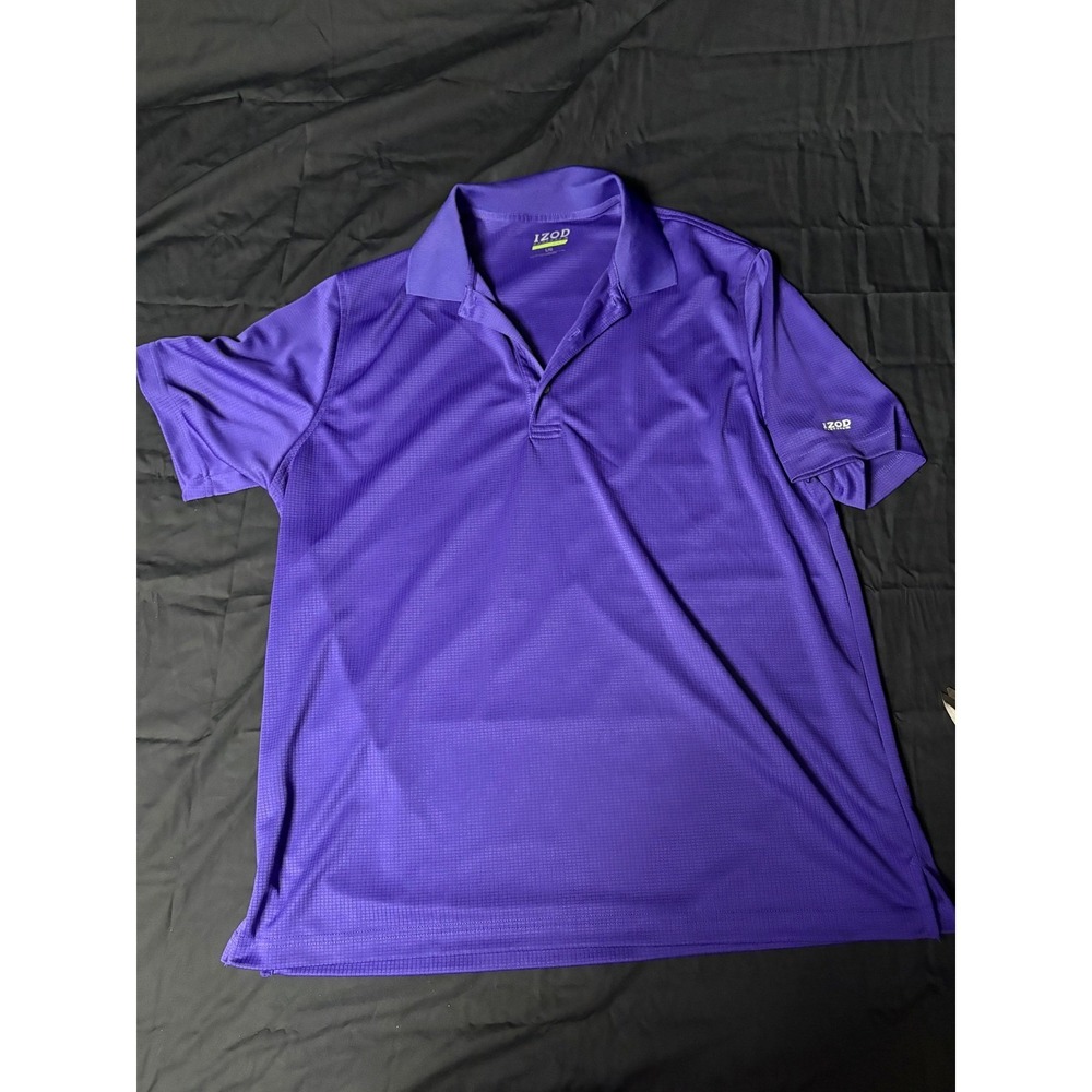 IZOD Advantage Performance Polo Shirt Mens Large Purple Waffle Knit Golf Top